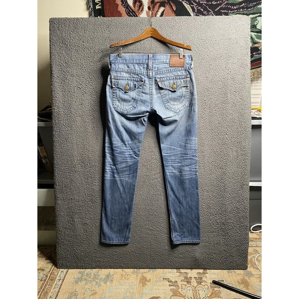 Vintage Y2K True Religion Zach Mens Jeans Straight Button Fly W32 L32 USA Made